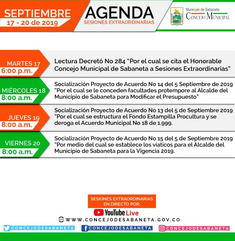 Calendario de Sesiones Extraordinarias