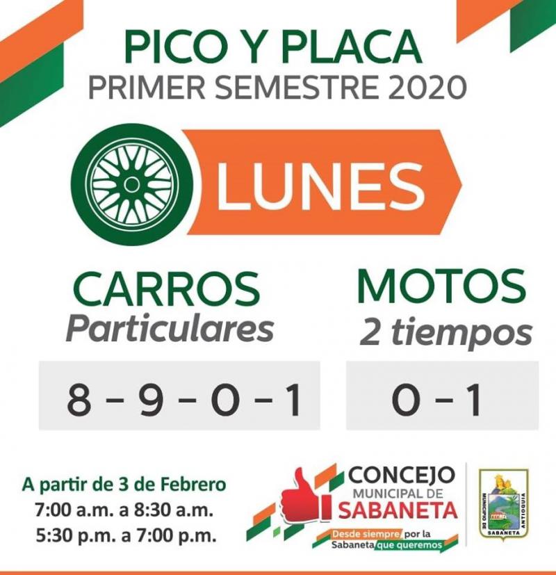 Pico y placa | Lunes 10 de febrero