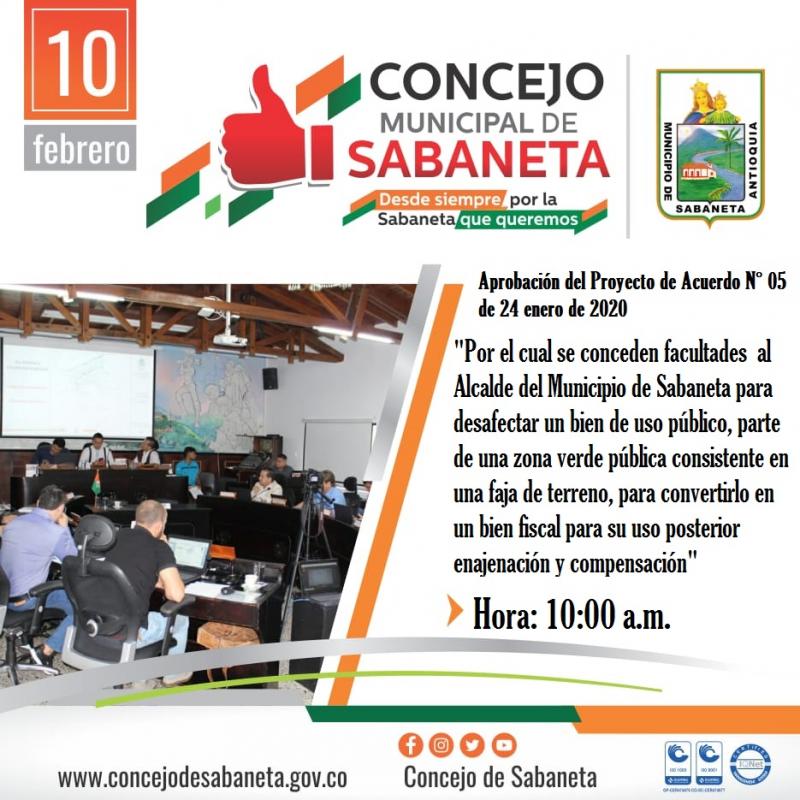 Aprobación del Proyecto N° 05 del 24 de enero de 2020
