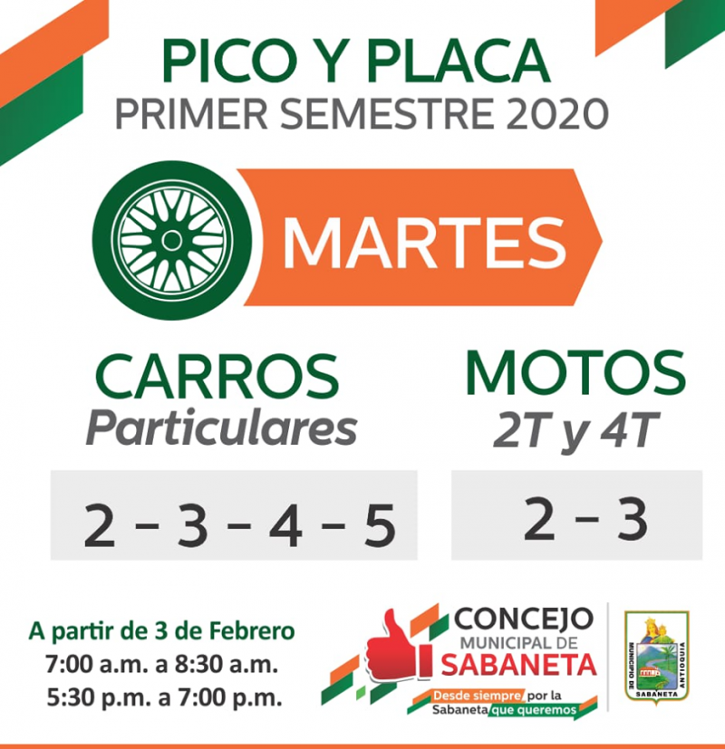 Pico y placa | Martes 11 de febrero