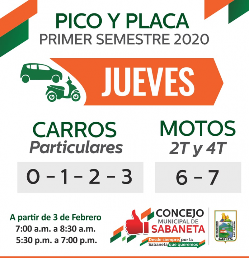 Pico y placa | Jueves 13 de febrero