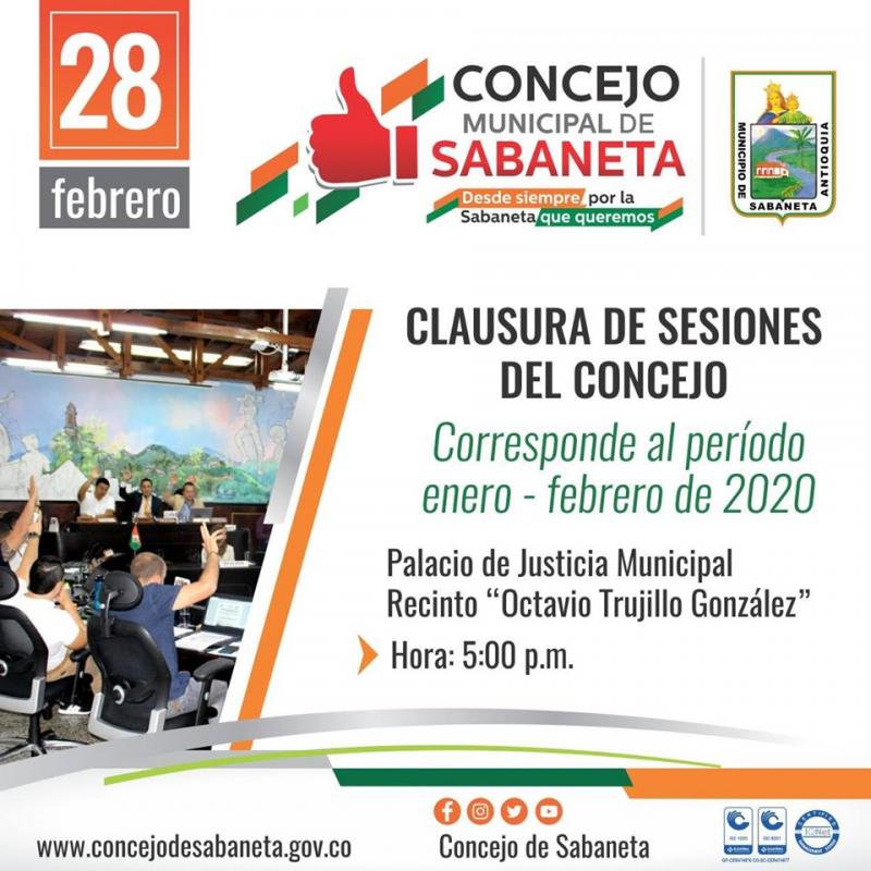 28 Feb | Clausura de sesiones del Concejo.
