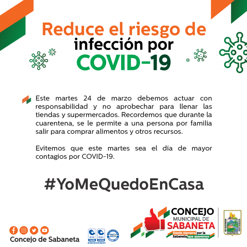 Este martes 24 de marzo debemos actuar con responsabilidad