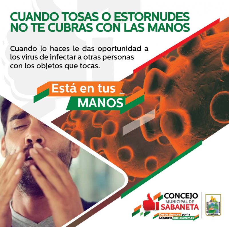 Cuando te cubres la tos o los estornudos con las manos, le das oportunidad a los virus de infectar a otras personas
