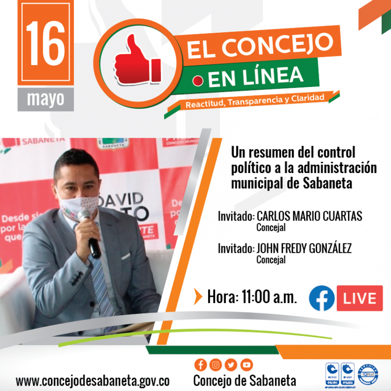 Hoy en El Concejo En Línea tendremos como invitados a los honorables concejales Carlos Mario Cuartas y a John Fredy González