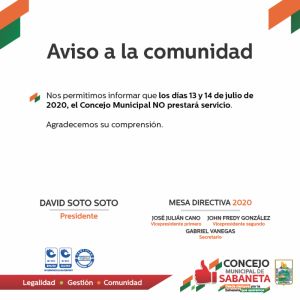 AVISO A LA COMUNIDAD.