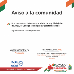 AVISO A LA COMUNIDAD