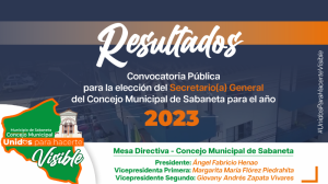 Resultados concurso para la elección de Secretario (a) General del Concejo Municipal de Sabaneta