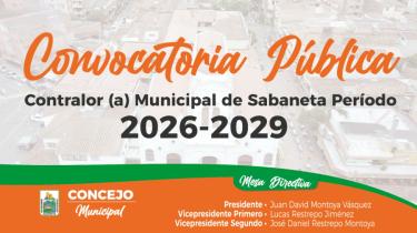 Convocatoria Pública Contralor(a) Municipal de Sabaneta Período  2026 - 2029